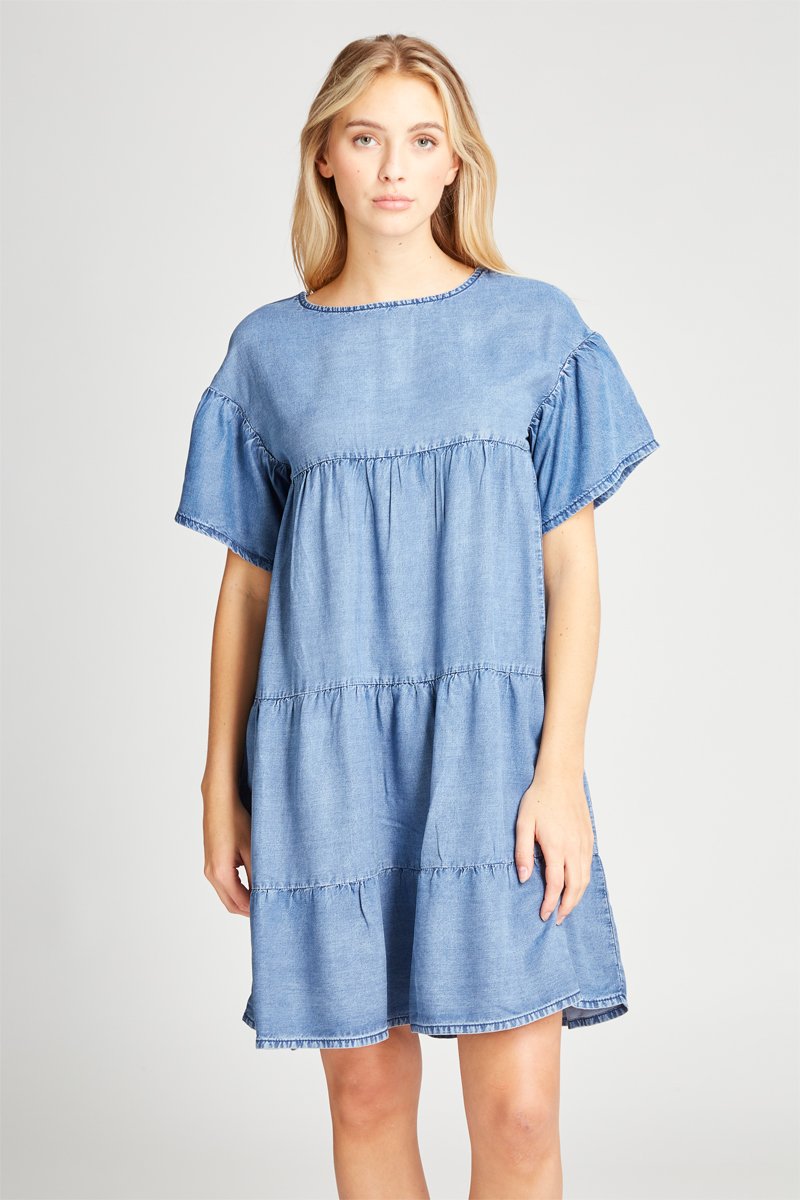 Robe patineuse en jean Bleu clair