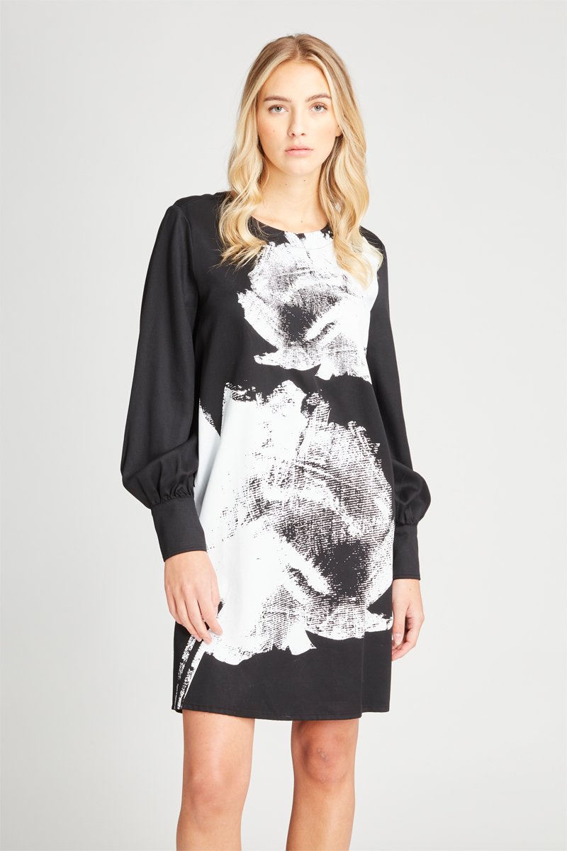 Robe droite Noir et écru