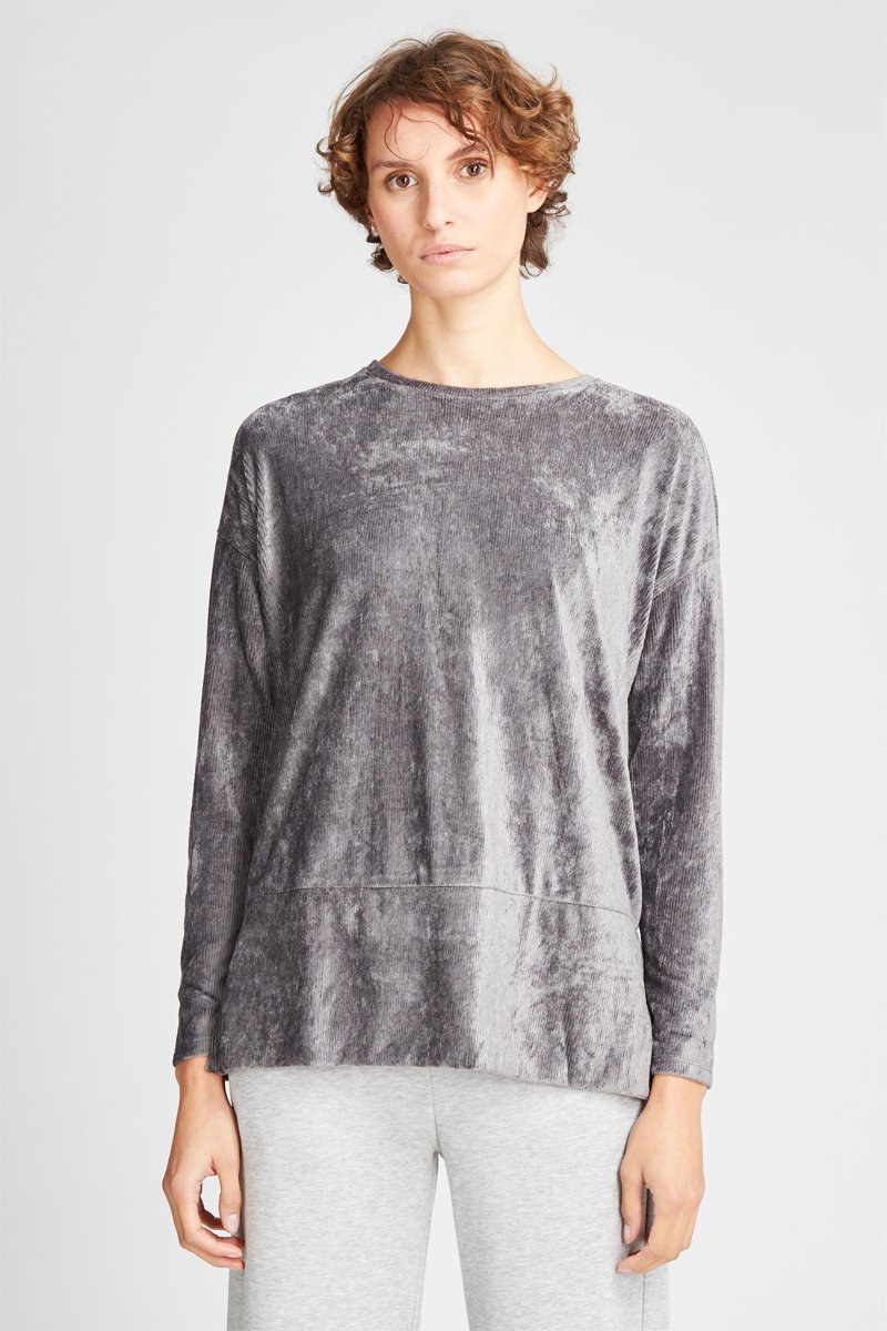 Blouse en velours Gris foncé