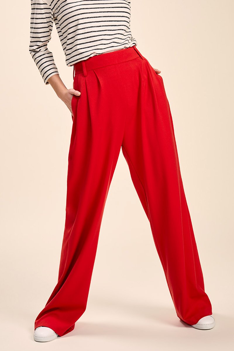 Pantalon wide legs Rouge - One Step