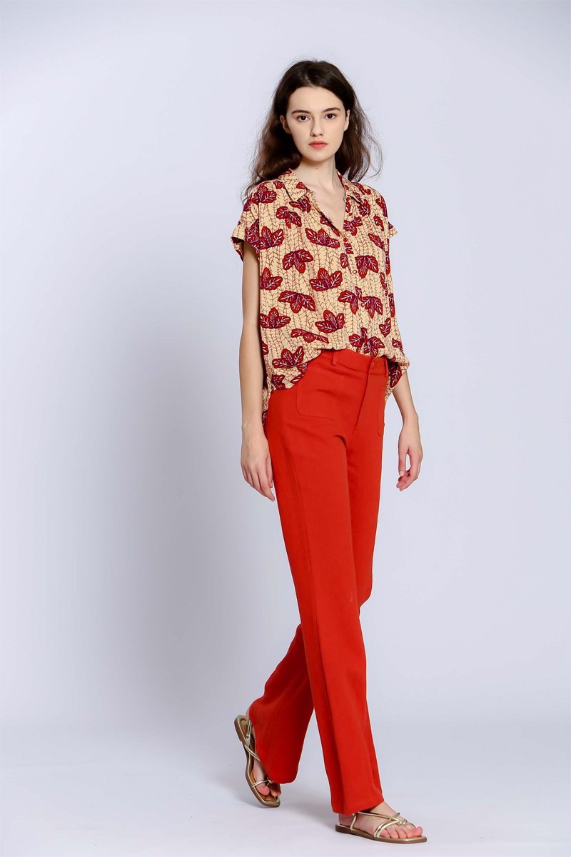 Pantalon en lin - Rouge