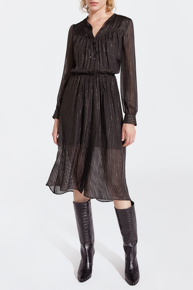 Robe longue en soie Noir - IKKS