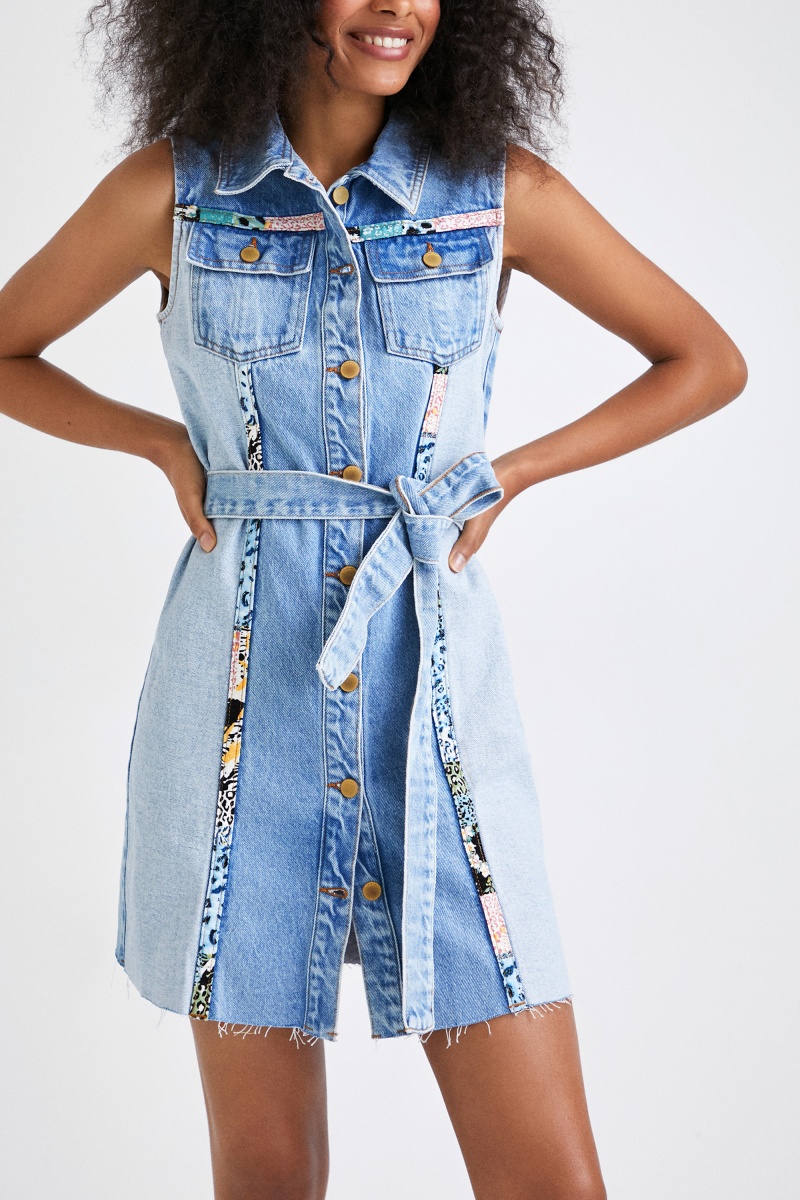 Robe chemise en jean Bleu clair