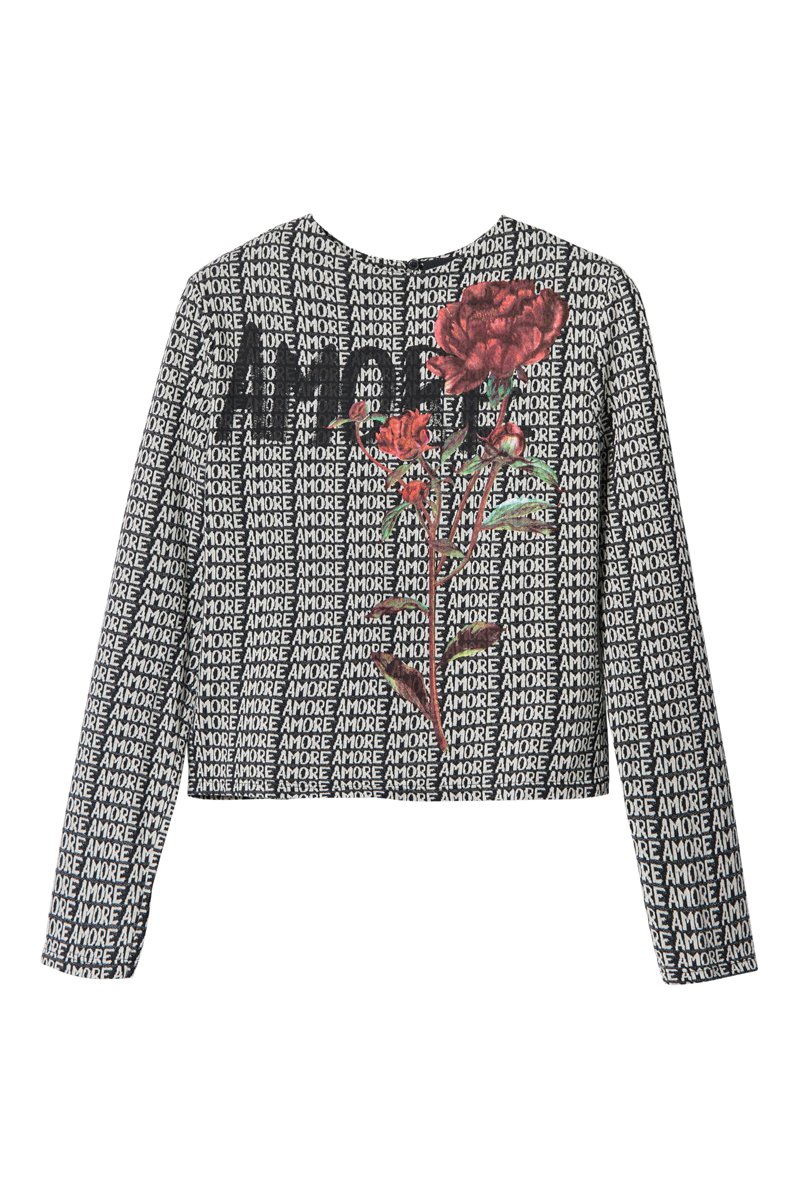 T-shirt à manches longues Blanc et noir