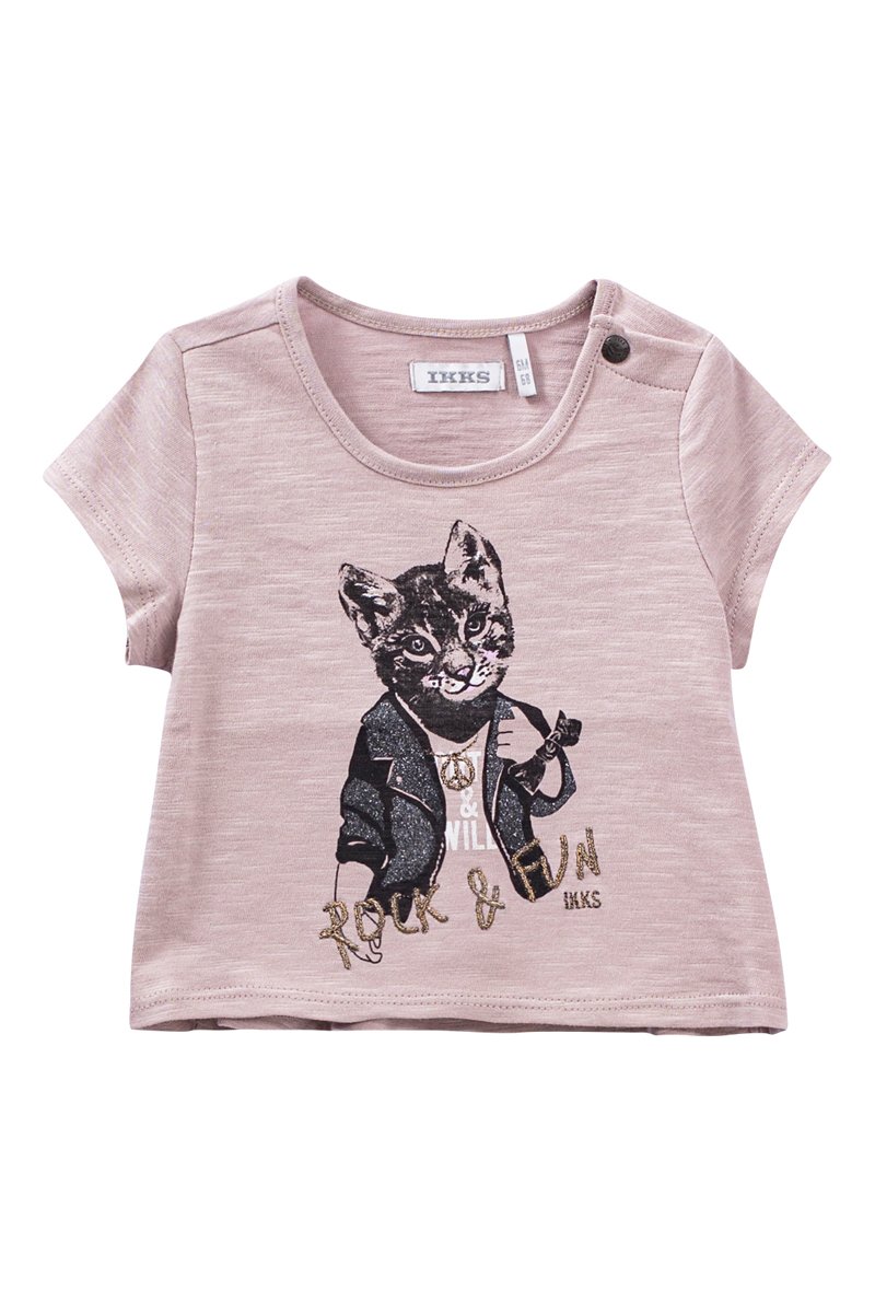 T-shirt en coton biologique Rose chiné - IKKS Junior