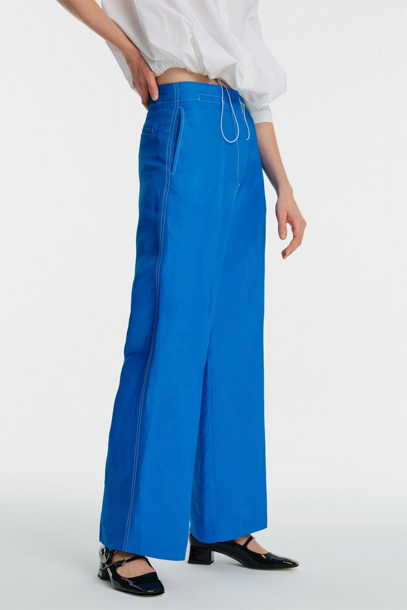 Pantalon en lin Bleu