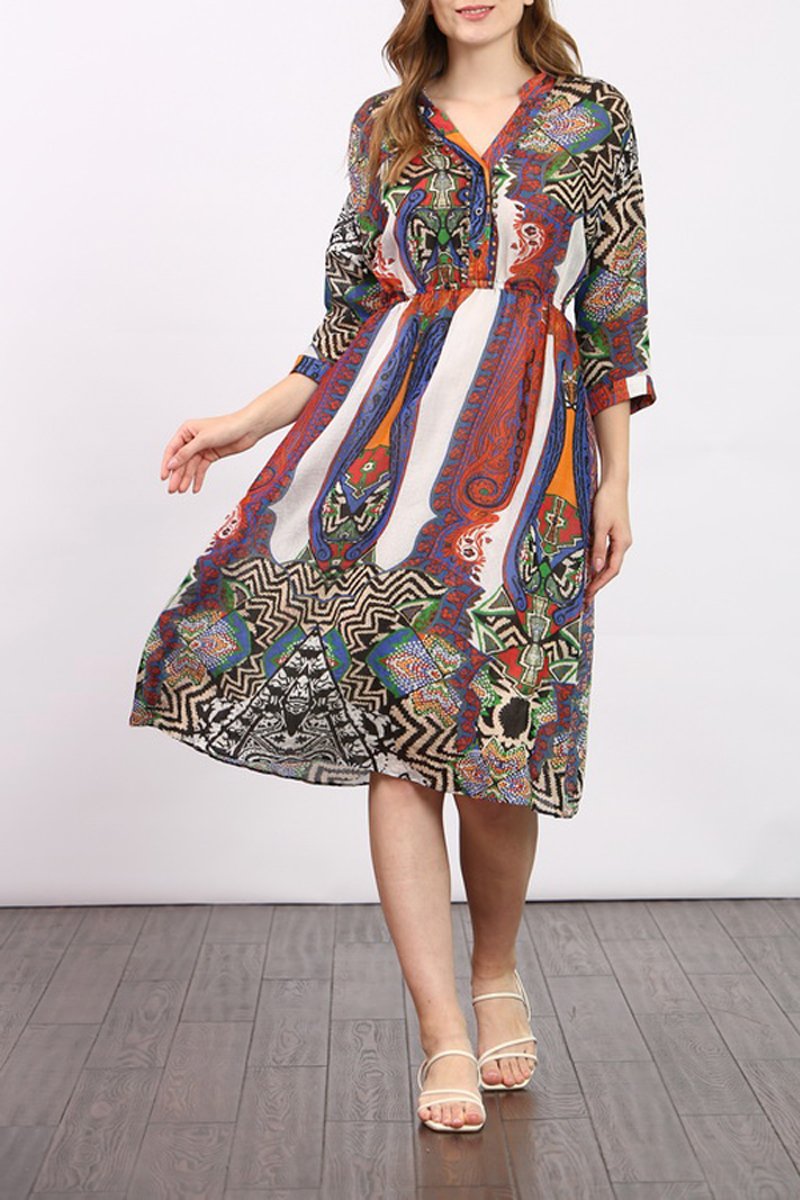 Robe midi Bleu et blanc