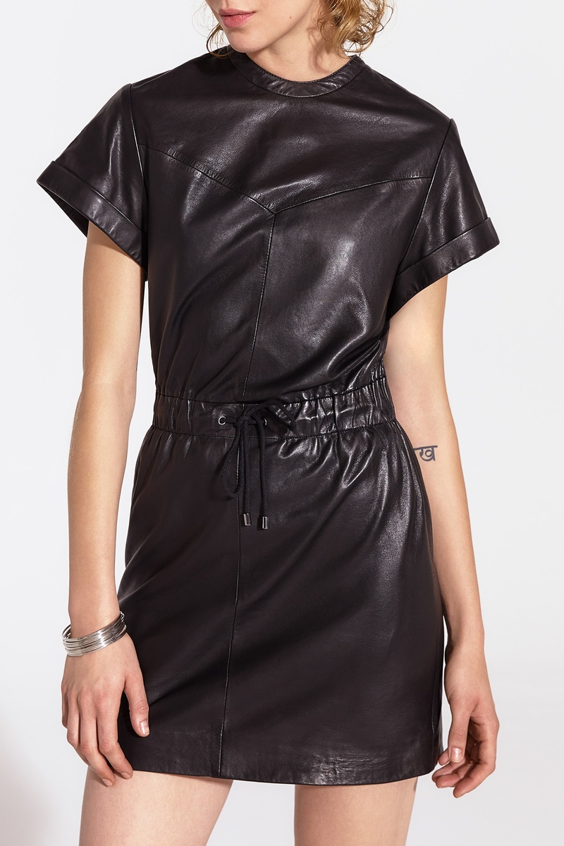 Robe en cuir d'agneau Noir - IKKS