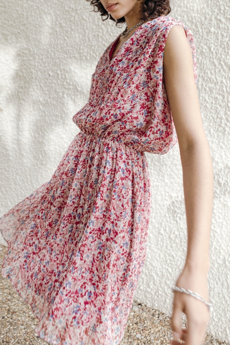 Robe patineuse Fuchsia et écru