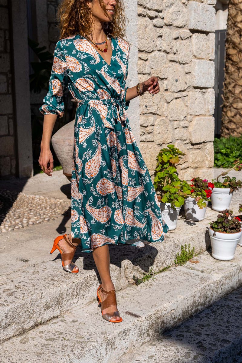 Robe portefeuille Vert