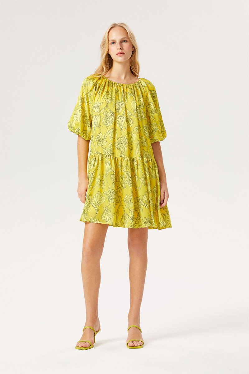 Robe volantée Jaune