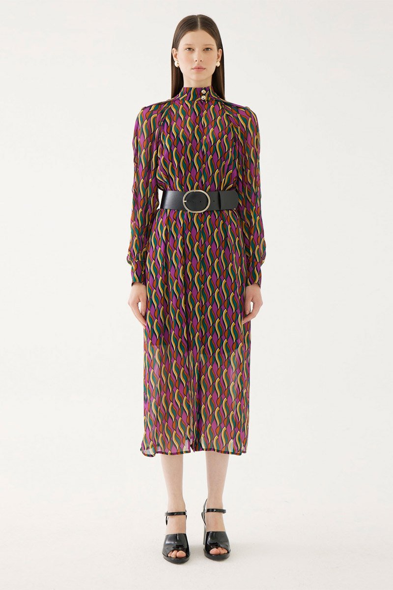 Robe midi Violet et vert