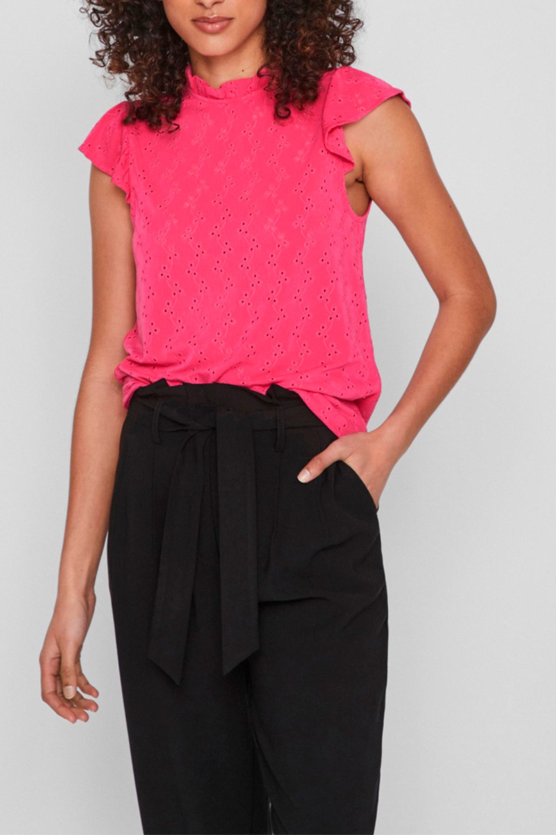 Top en broderie anglaise Fuchsia