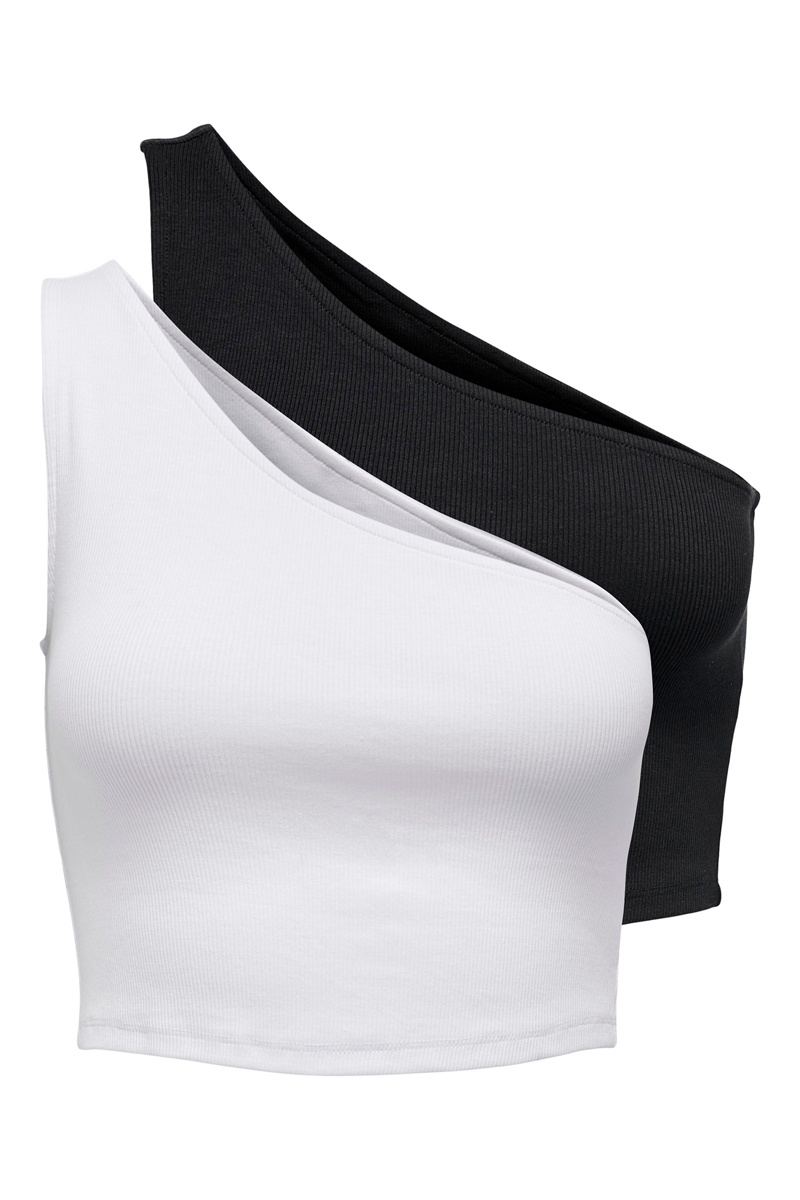 2 crops tops asymétriques Noir et blanc