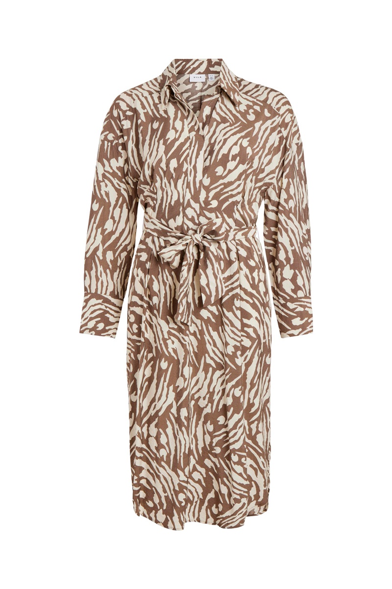 Robe droite Ecru et marron