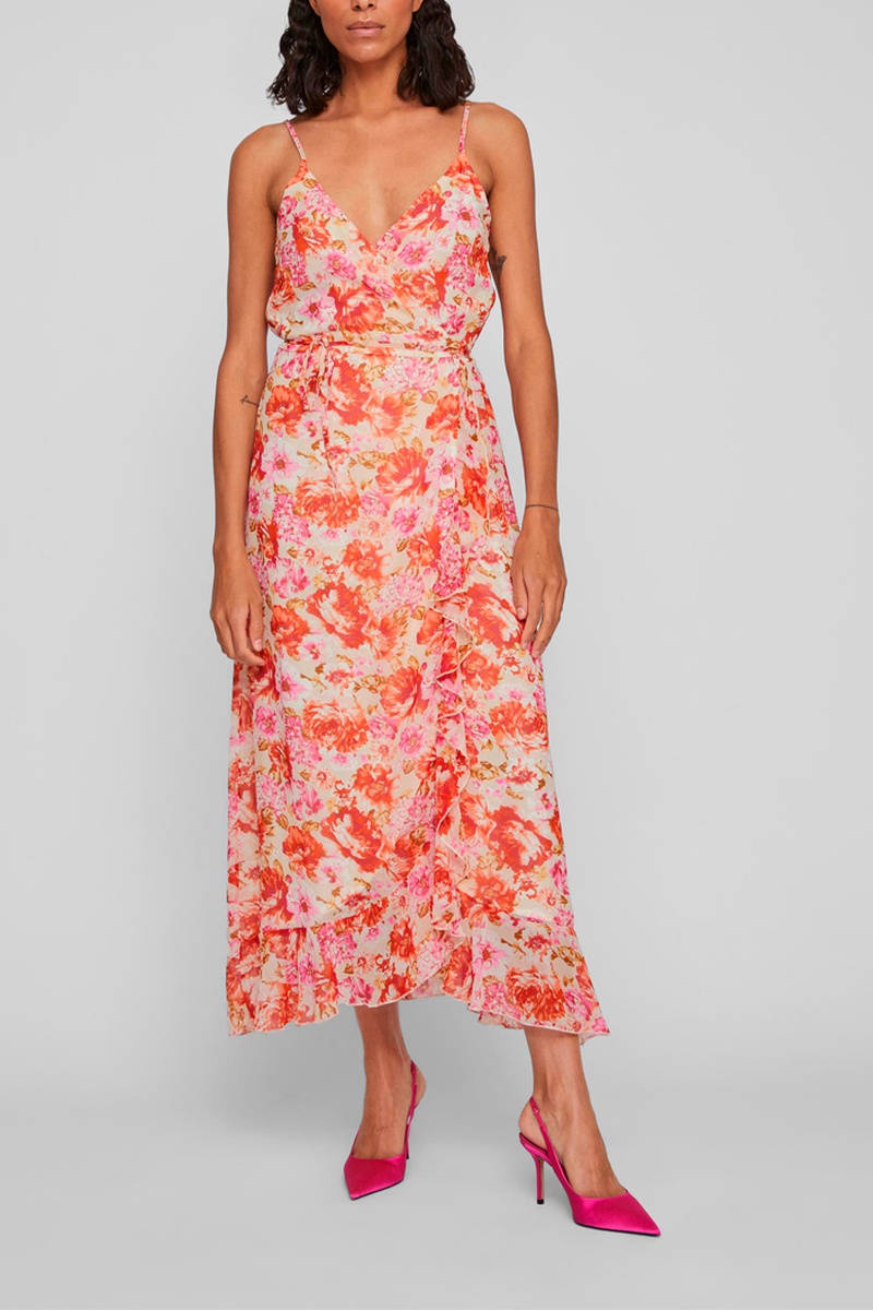 Robe portefeuille Orange et écru