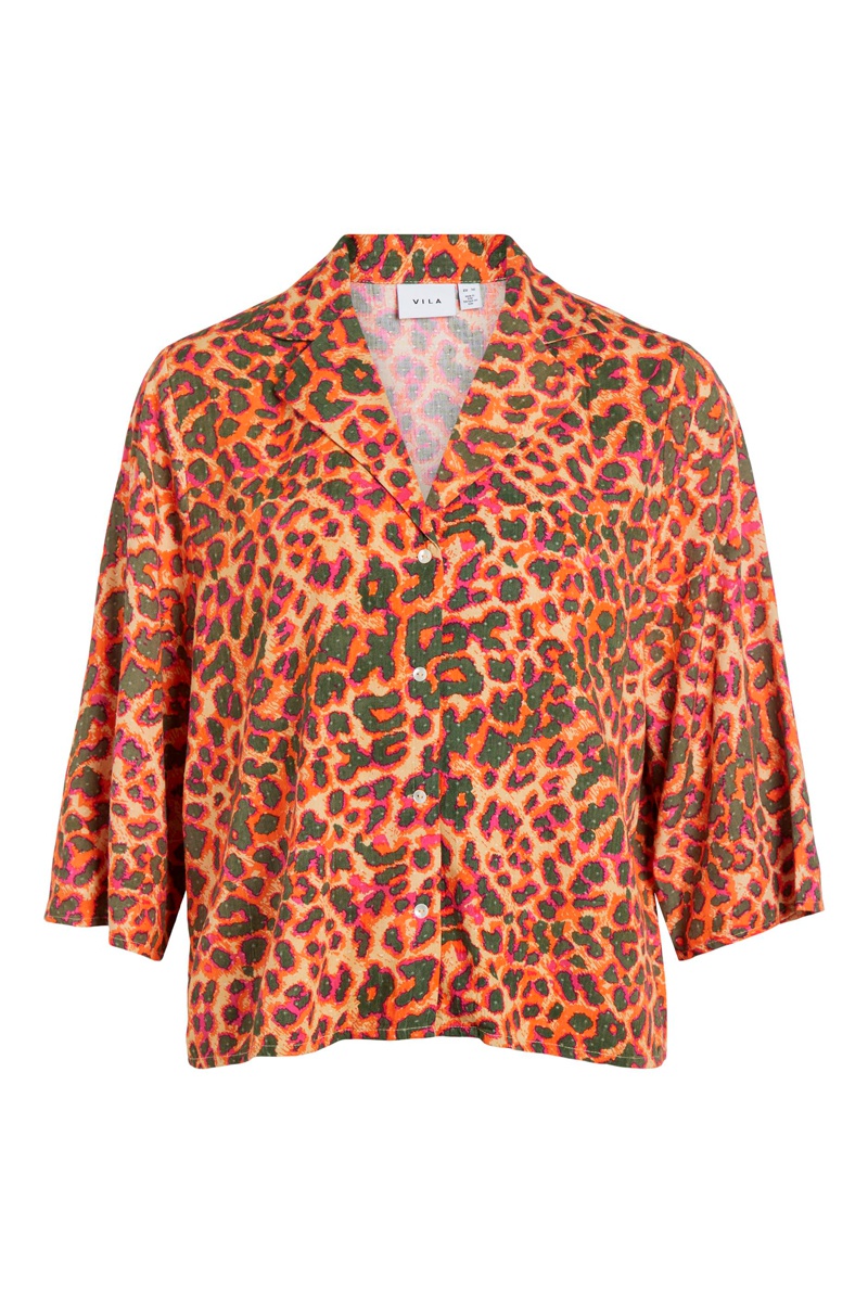 Chemisier court Orange et vert olive