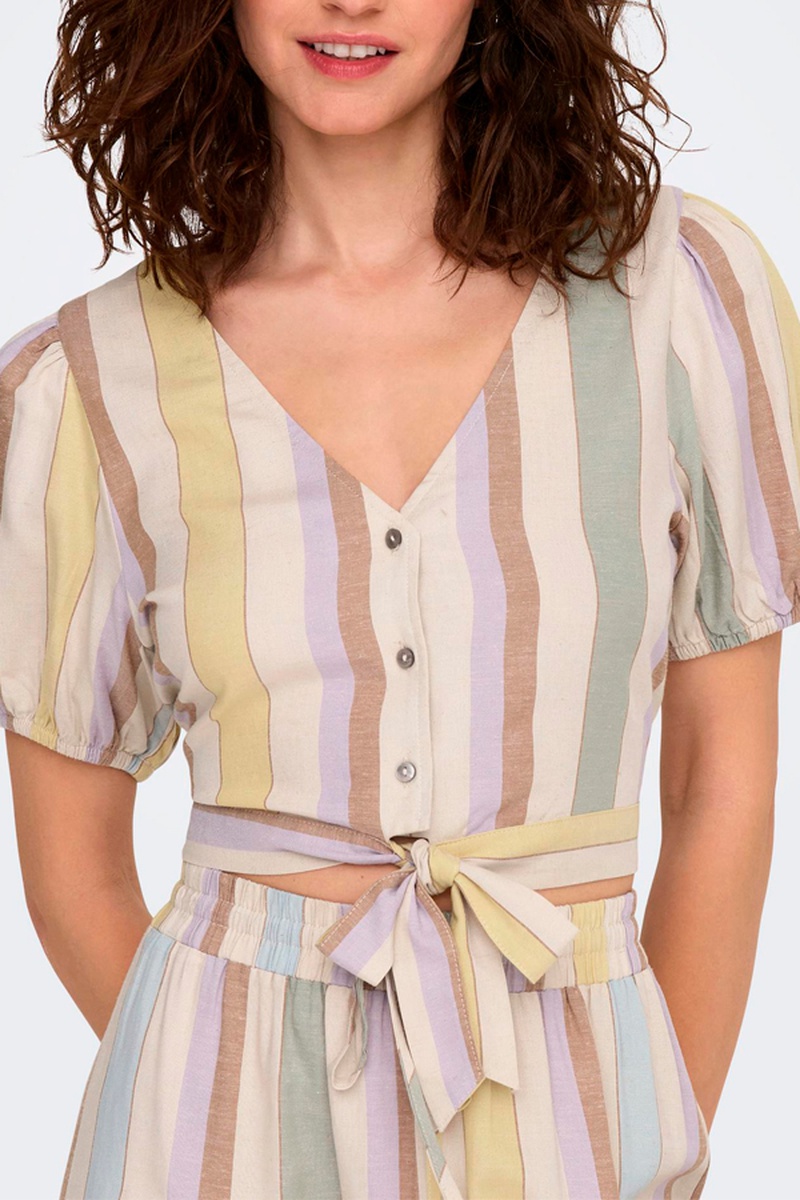 Chemisier court Ciel et mauve