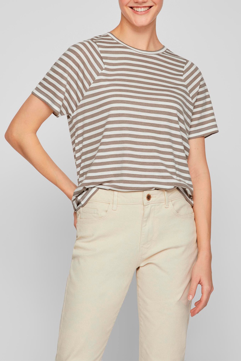 T-shirt Blanc chiné et taupe