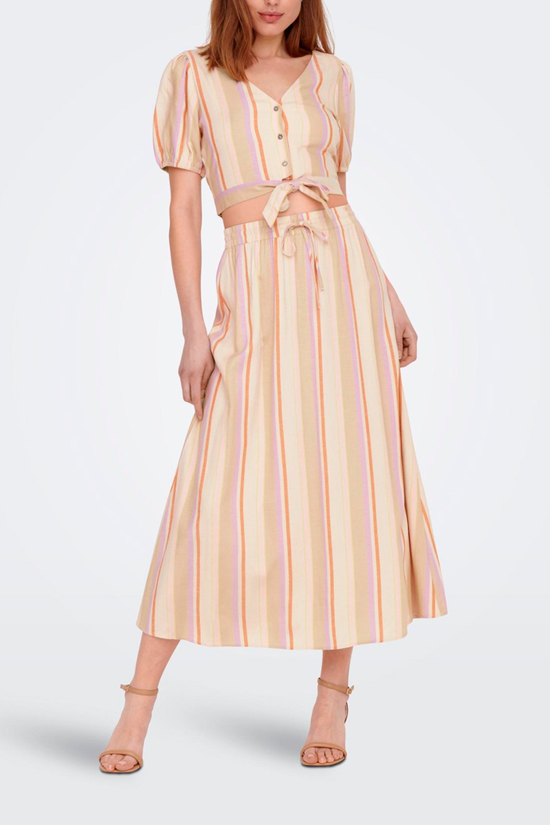 Jupe midi Rose et orange