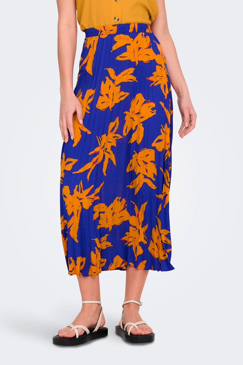 Jupe longue plissée Bleu marine