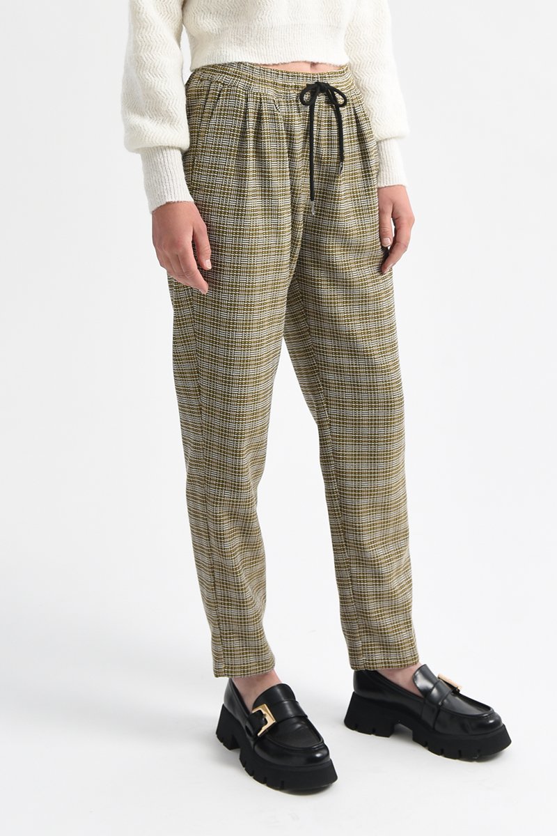 Pantalon carotte taille haute Camel et kaki - Molly Bracken