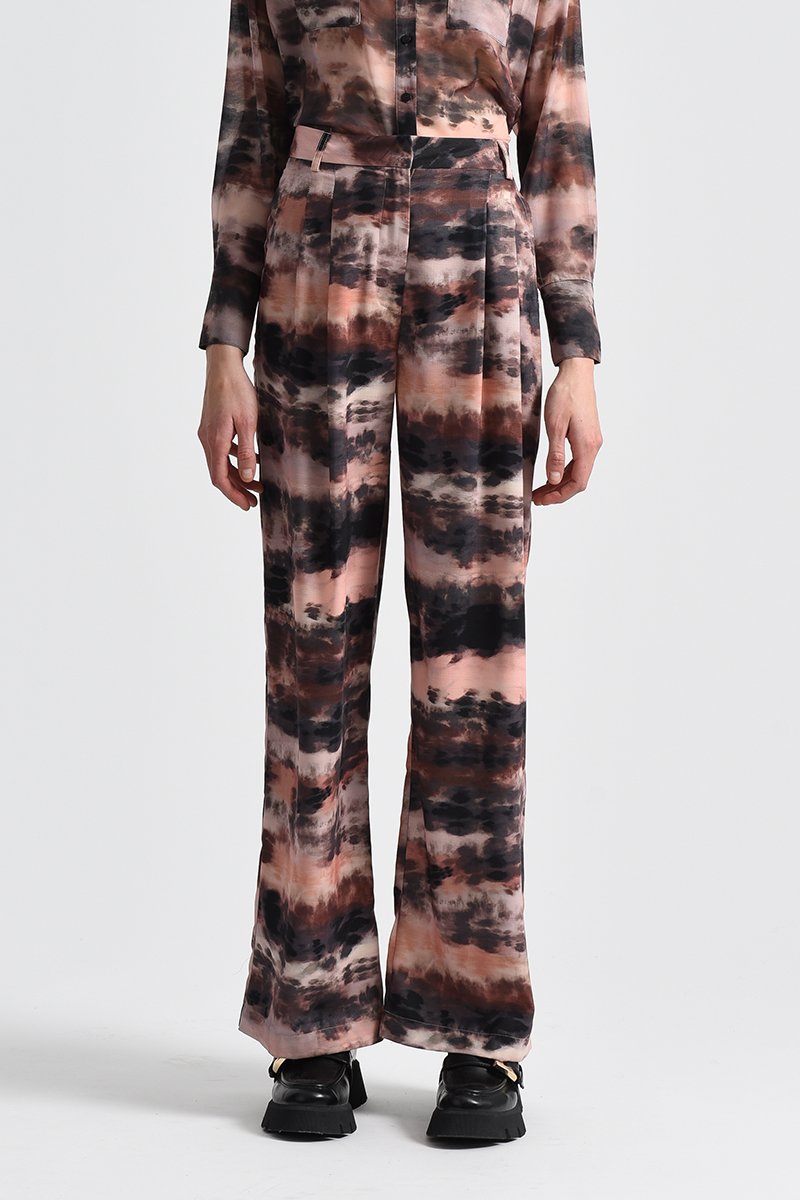 Pantalon wide legs taille haute Marron - Premium Bracken