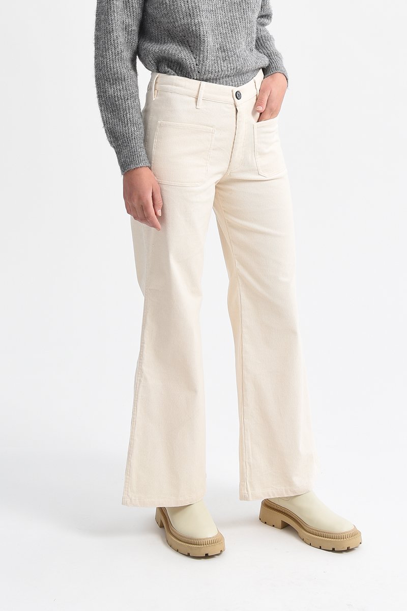 Pantalon flare en velours Ecru - Molly Bracken