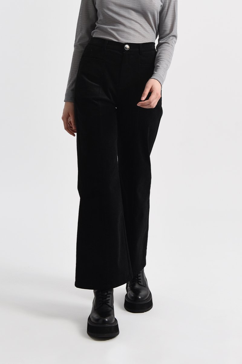 Pantalon flare taille haute Noir - Lili Sidonio