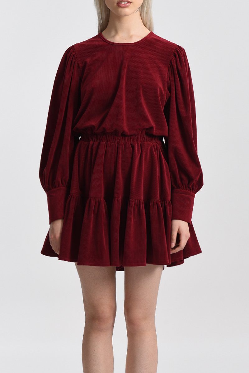 Robe patineuse en velours Bordeaux - Lili Sidonio