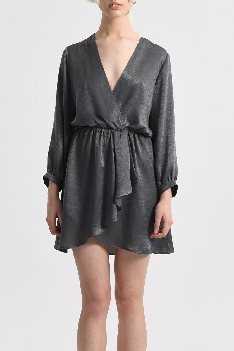 Robe portefeuille Gris foncé chiné - Lili Sidonio