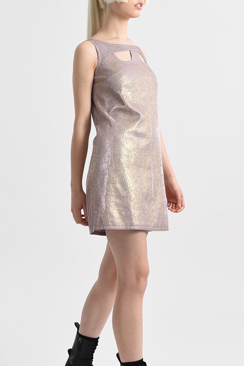 Robe trapèze Doré et mauve - Lili Sidonio