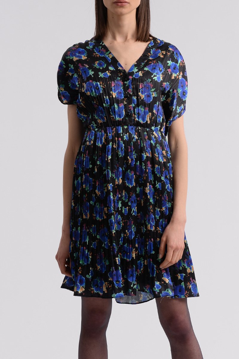 Robe plissée Noir et bleu roi - Molly Bracken