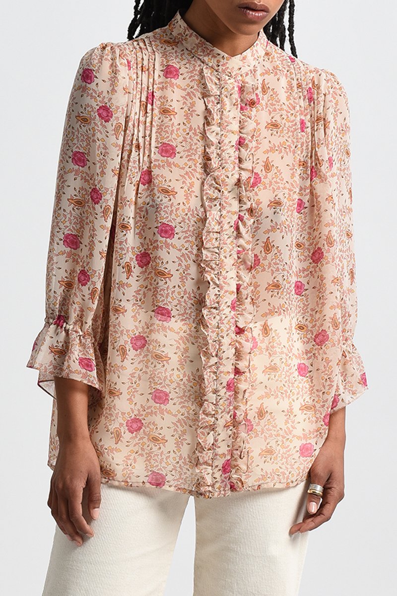 Chemisier Beige et fuchsia - Molly Bracken