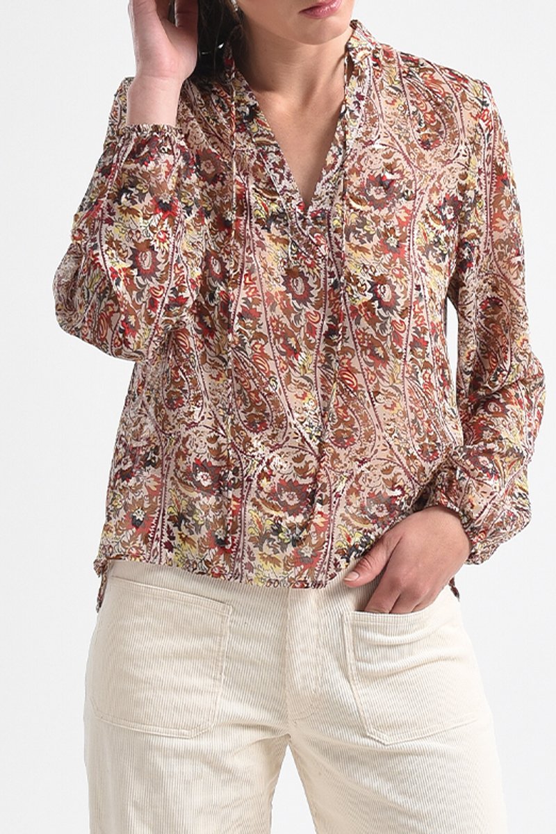 Blouse Ecru et marron - Molly Bracken