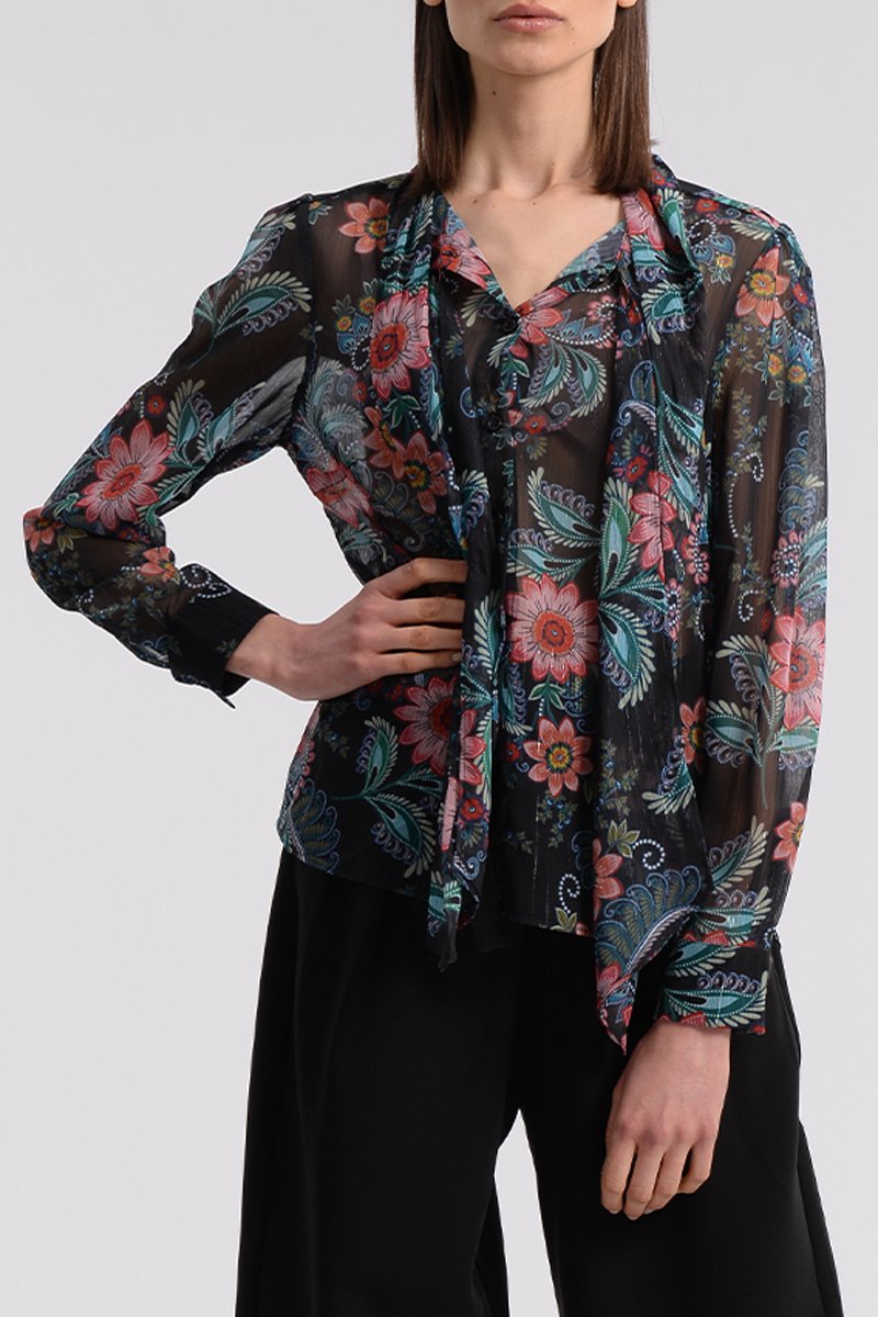 Blouse Noir et rose - Molly Bracken