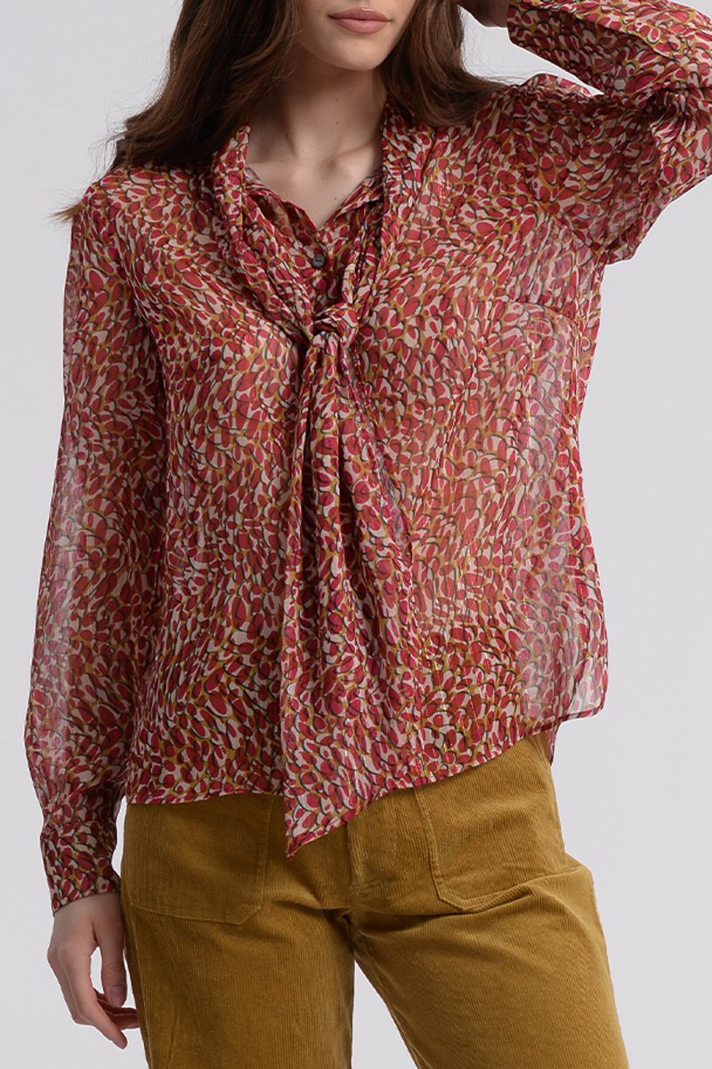 Blouse Corail et écru - Molly Bracken