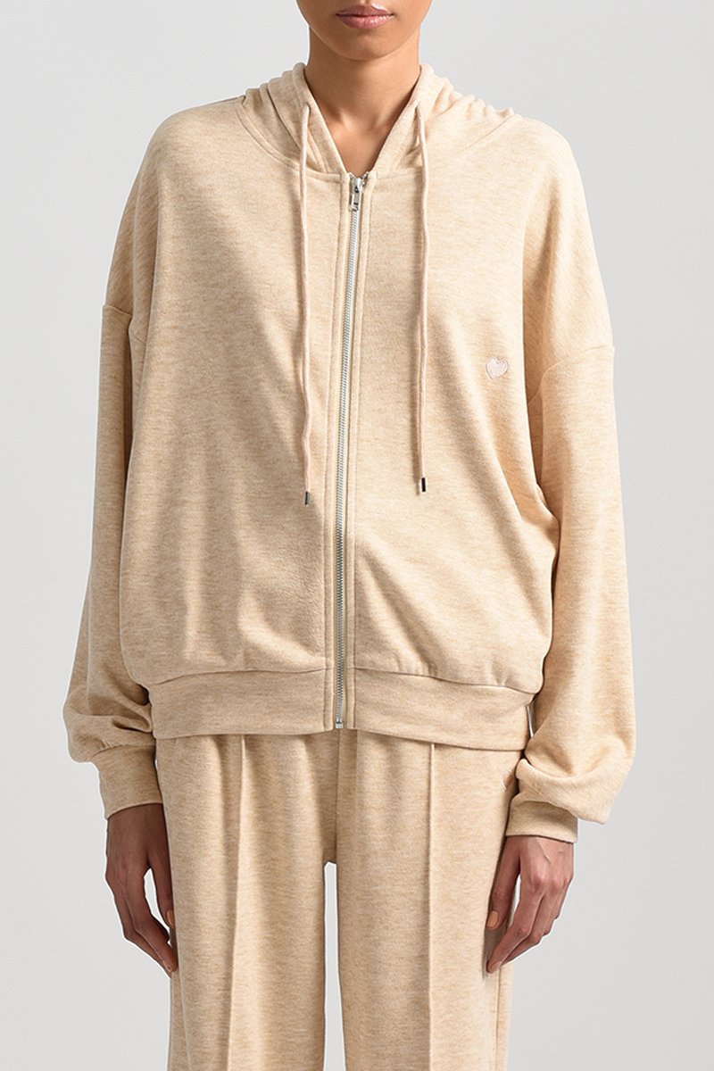 Sweat à capuche Beige chiné - Molly Bracken
