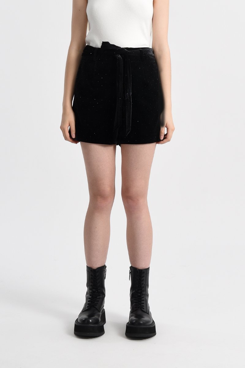 Short en velours taille haute Noir - Lili Sidonio
