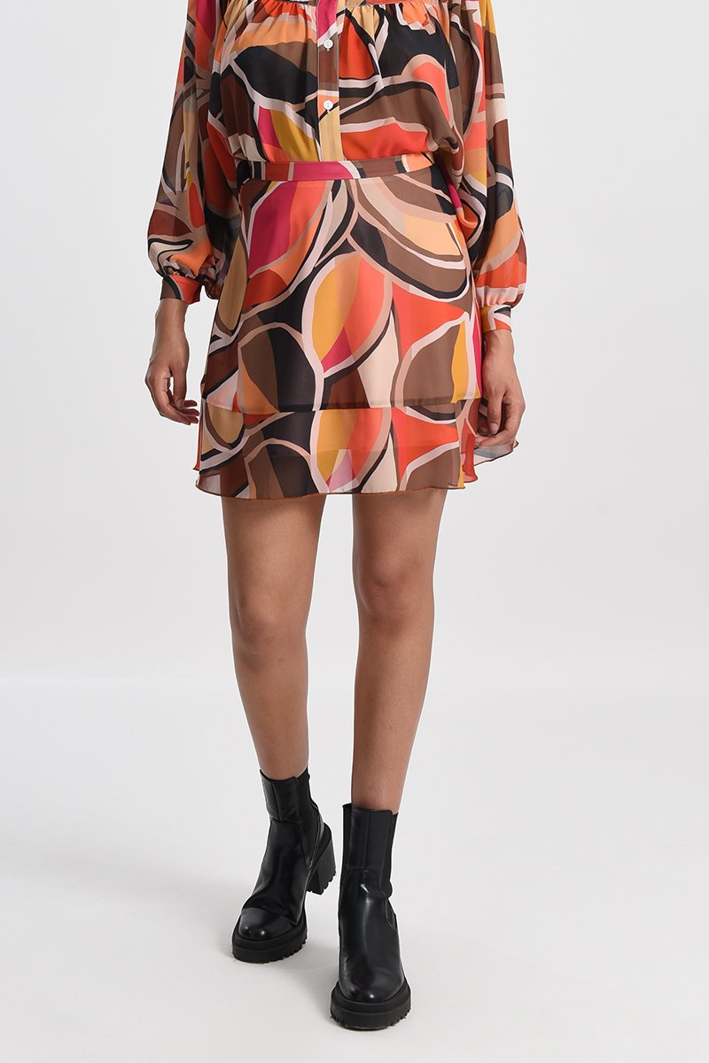 Jupe patineuse taille haute Rose et noir - Molly Bracken