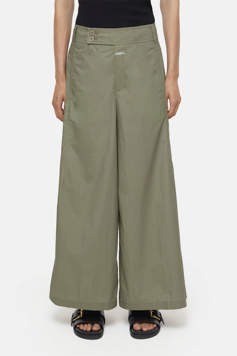 Pantalon wide legs en coton biologique - Vert