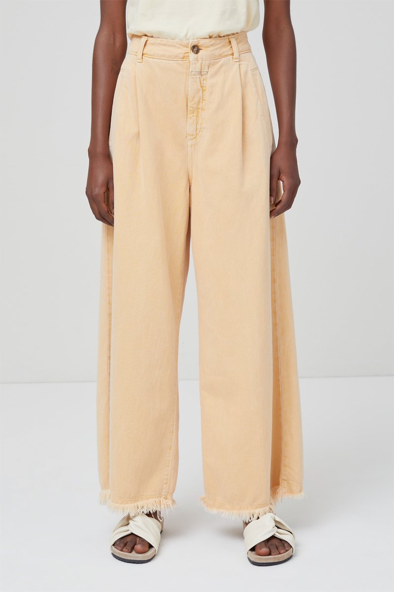 Jean wide legs en coton biologique - Beige