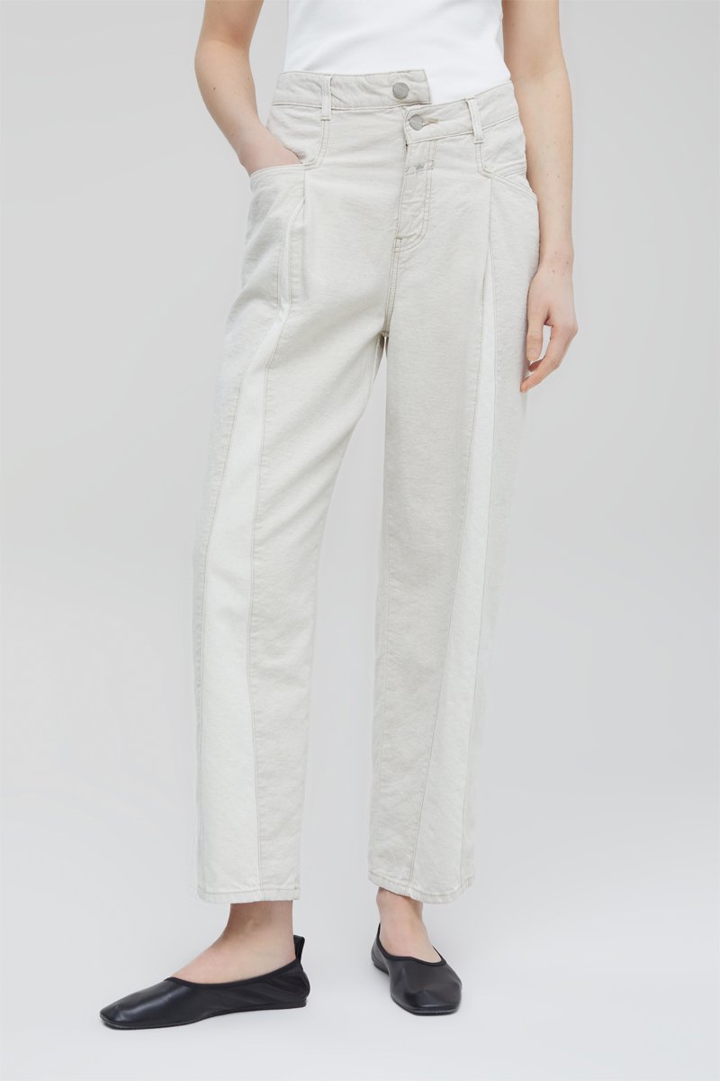 Jean relaxed en coton biologique et lin - Beige