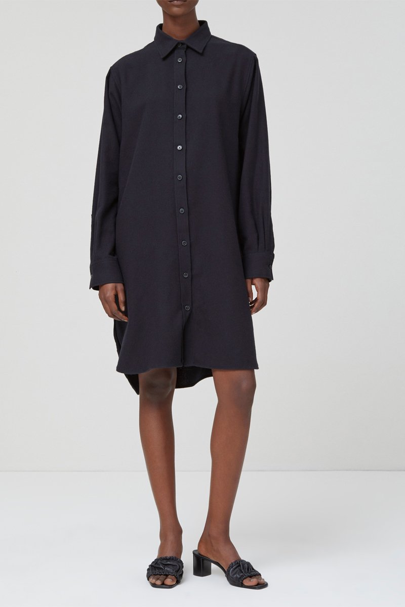 Robe chemisier en coton biologique - Noir
