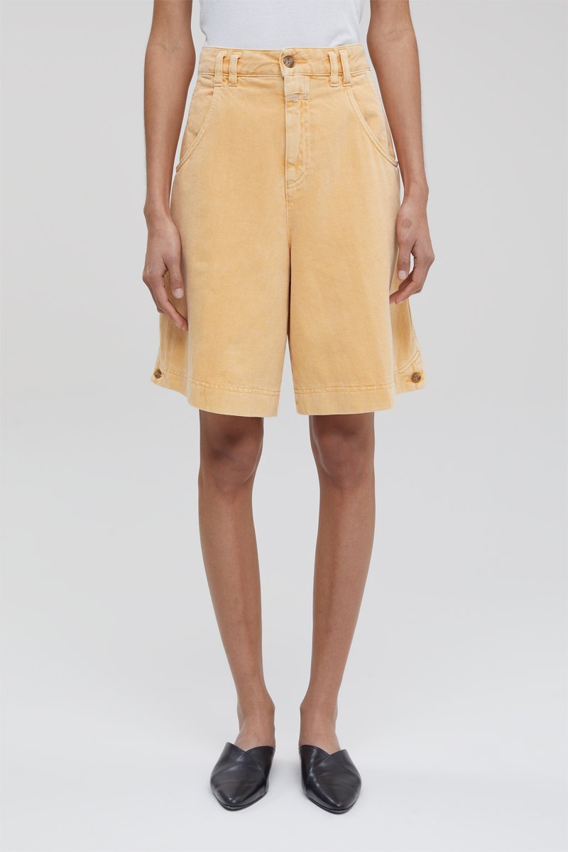 Bermuda loose en coton biologique - Jaune