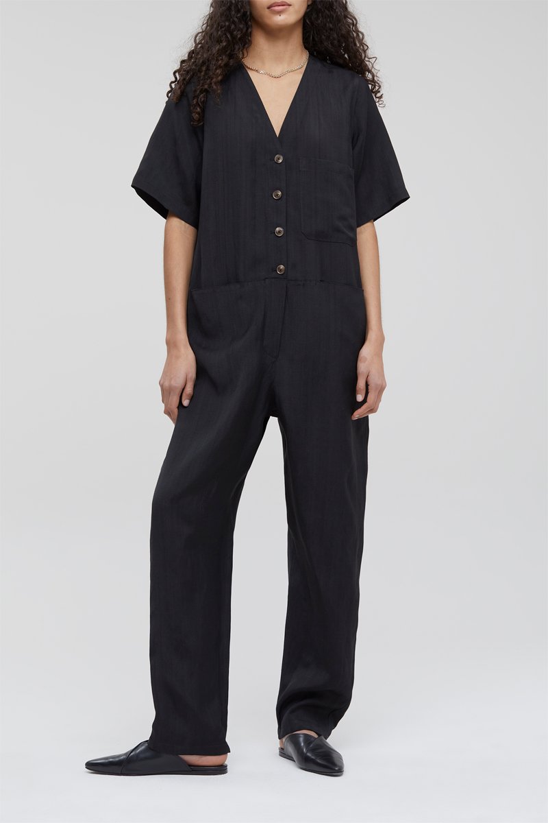 Combinaison en lin - Noir