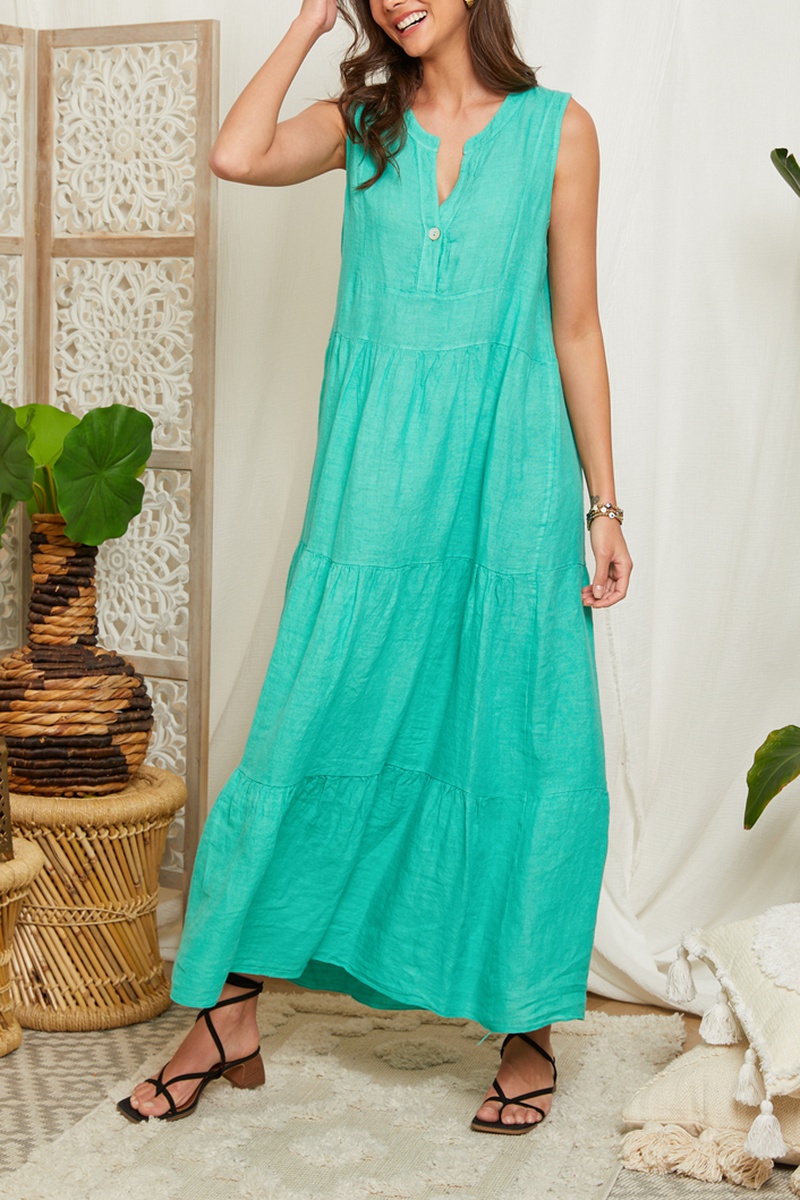 Robe 100% lin Vert