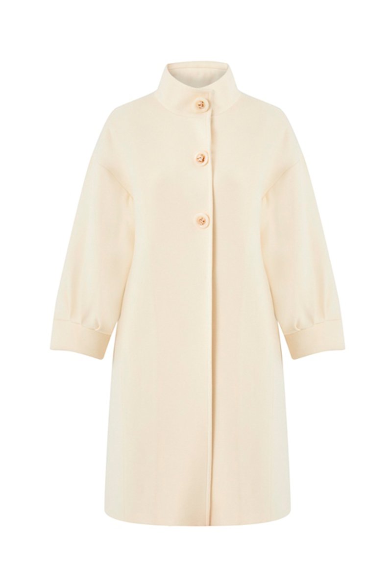 Manteau en laine et cachemire Ecru