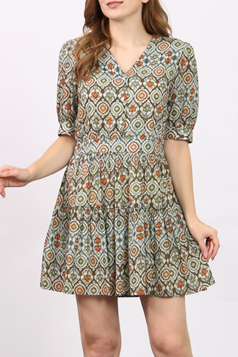 Robe trapèze Marron et orange