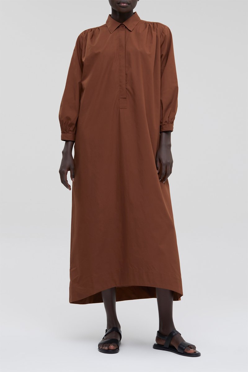 Robe longue en coton biologique - Marron